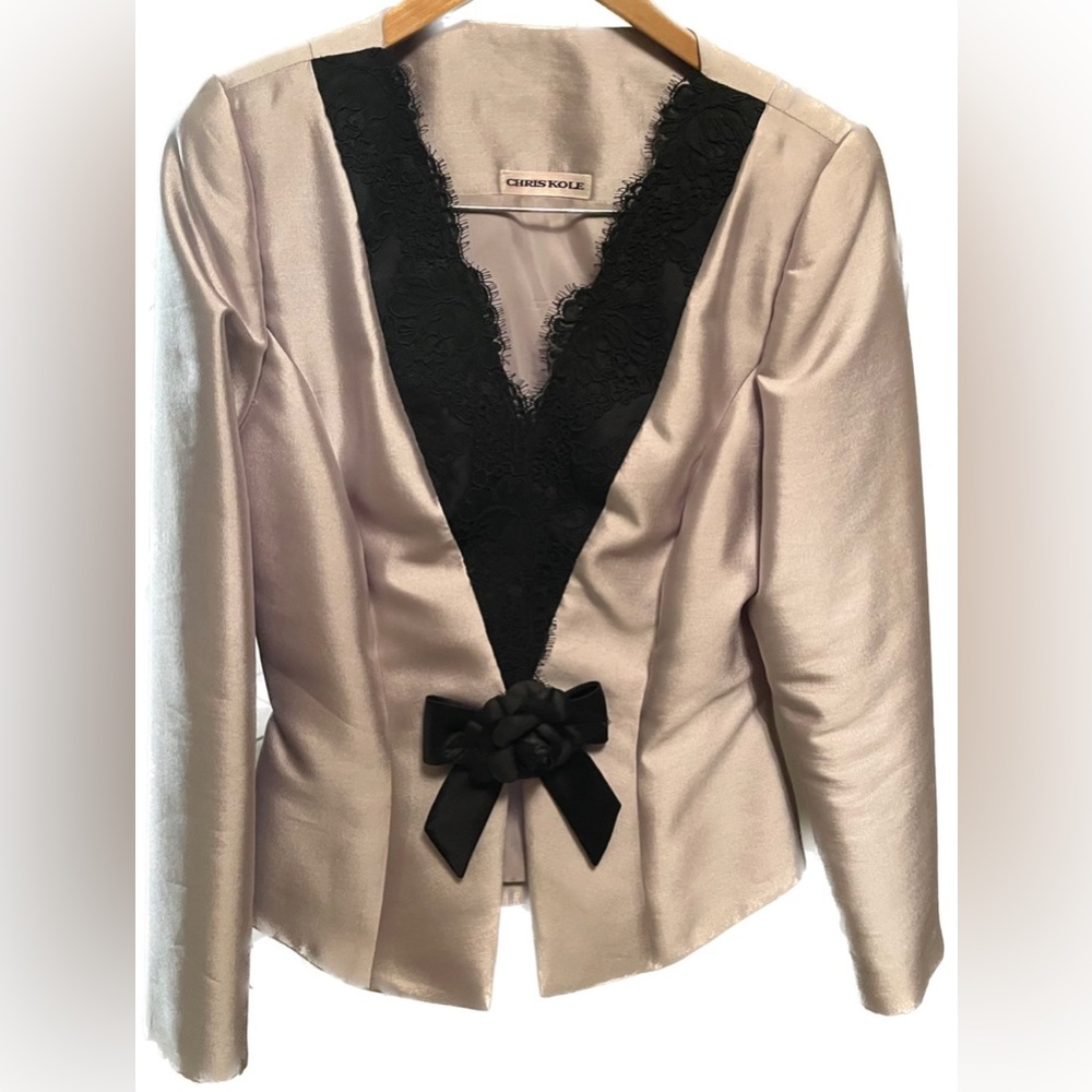 Vintage Chris Kole jacket blazer top Size 8 100% silk Formal Cocktail